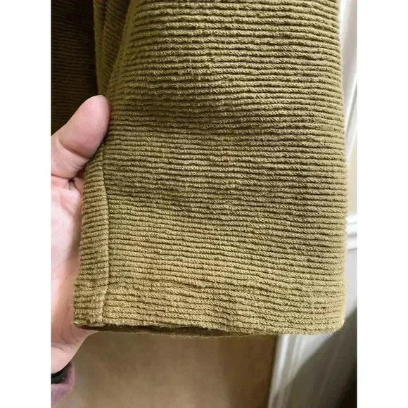 Madewell Texture & Thread Womens S Olive Long Sleeve Tie Front Shirt Ribbed - Picture 5 of 6